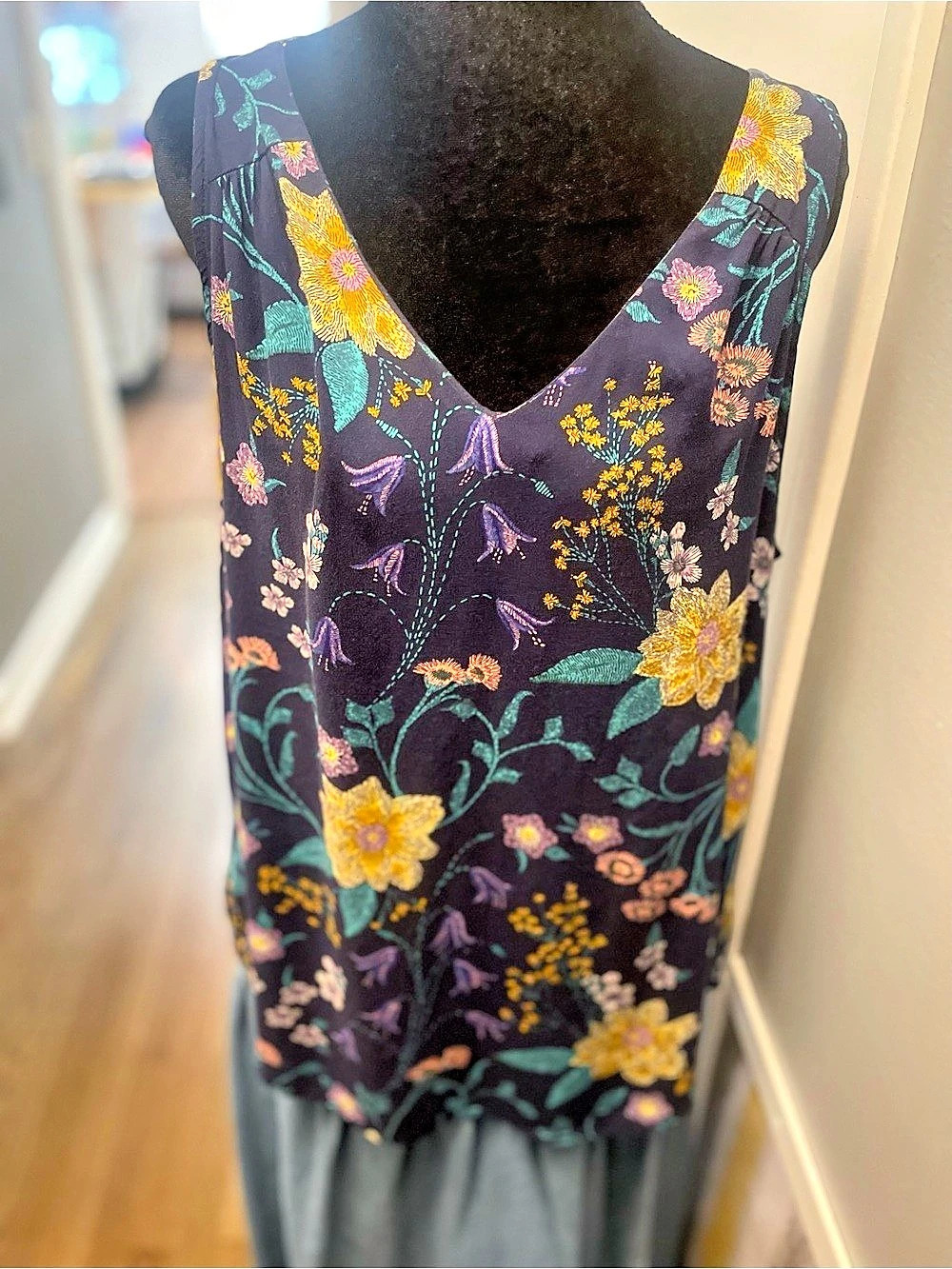 Floral Tunic in Blue & Purple Like New